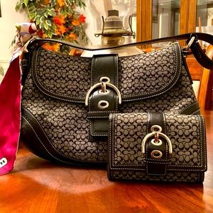 Matching Coach purse and small wallet.